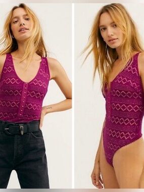 Free People Thank You Never Lace Bodysuit NWT M